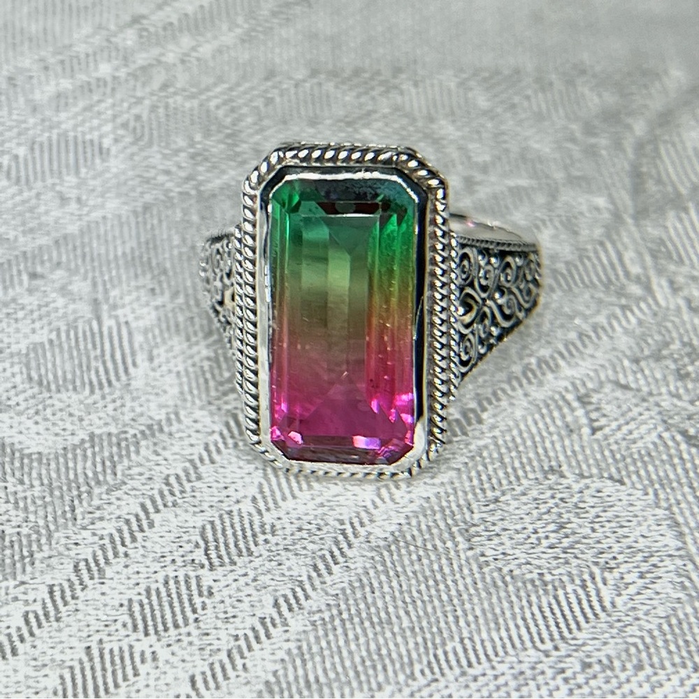 Bali Designs Sterling Silver and 18K Gold Watermelon Quartz Ring